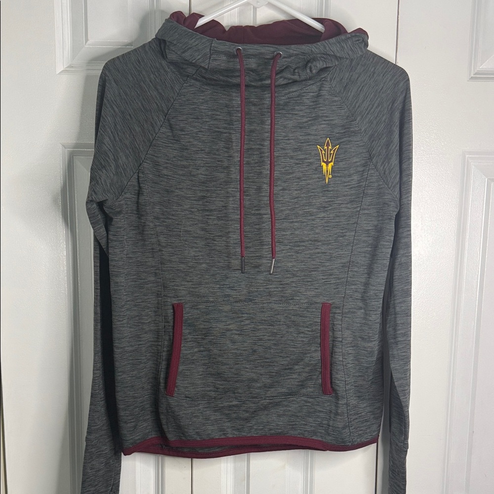 Arizona State Gray and Maroon Hoodie with Logo on front and back